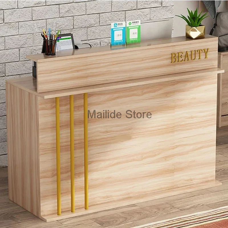 Barber Shop Reception Desks Office Furniture Simple Cashier Counter Office Desks Modern Beauty Salon Bar Table Reception Desk