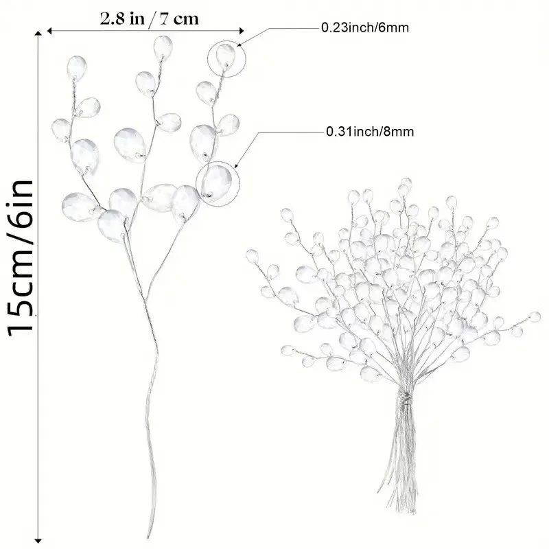 50-Piece Elegant Crystal Bud Branches for DIY Floral Decorations