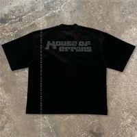 Oversize 2024SS Puff Print House Of Errors Eye Logo Tee Men Women T-shirt High Street Vintage Black Short Sleeve Cotton Tops 2
