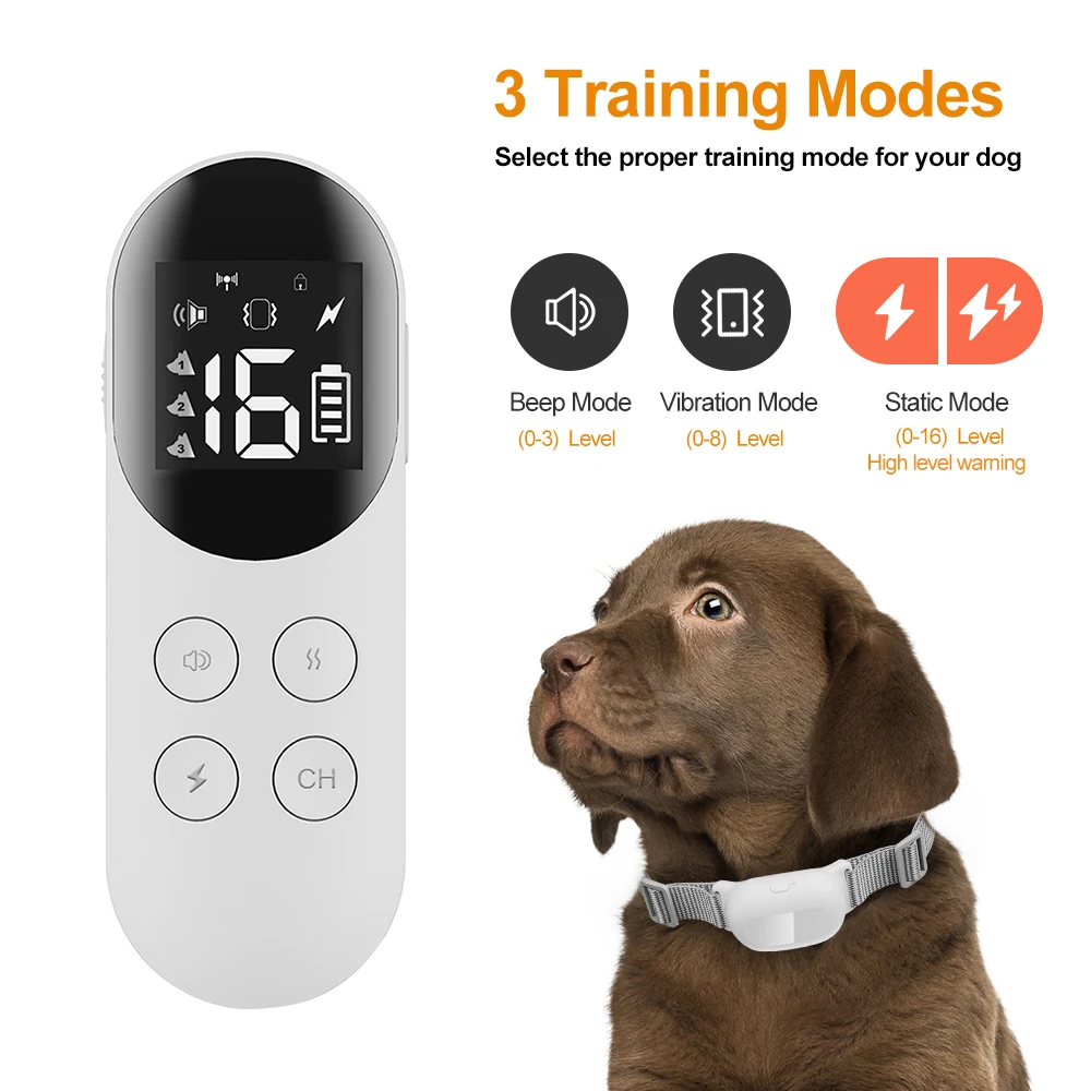 Dog Trainer Collar Pet Intelligent Remote Control Dog Trainer Barking Stopper Anti barking Electric Shock Collar Waterproof dog collar dog bark control device