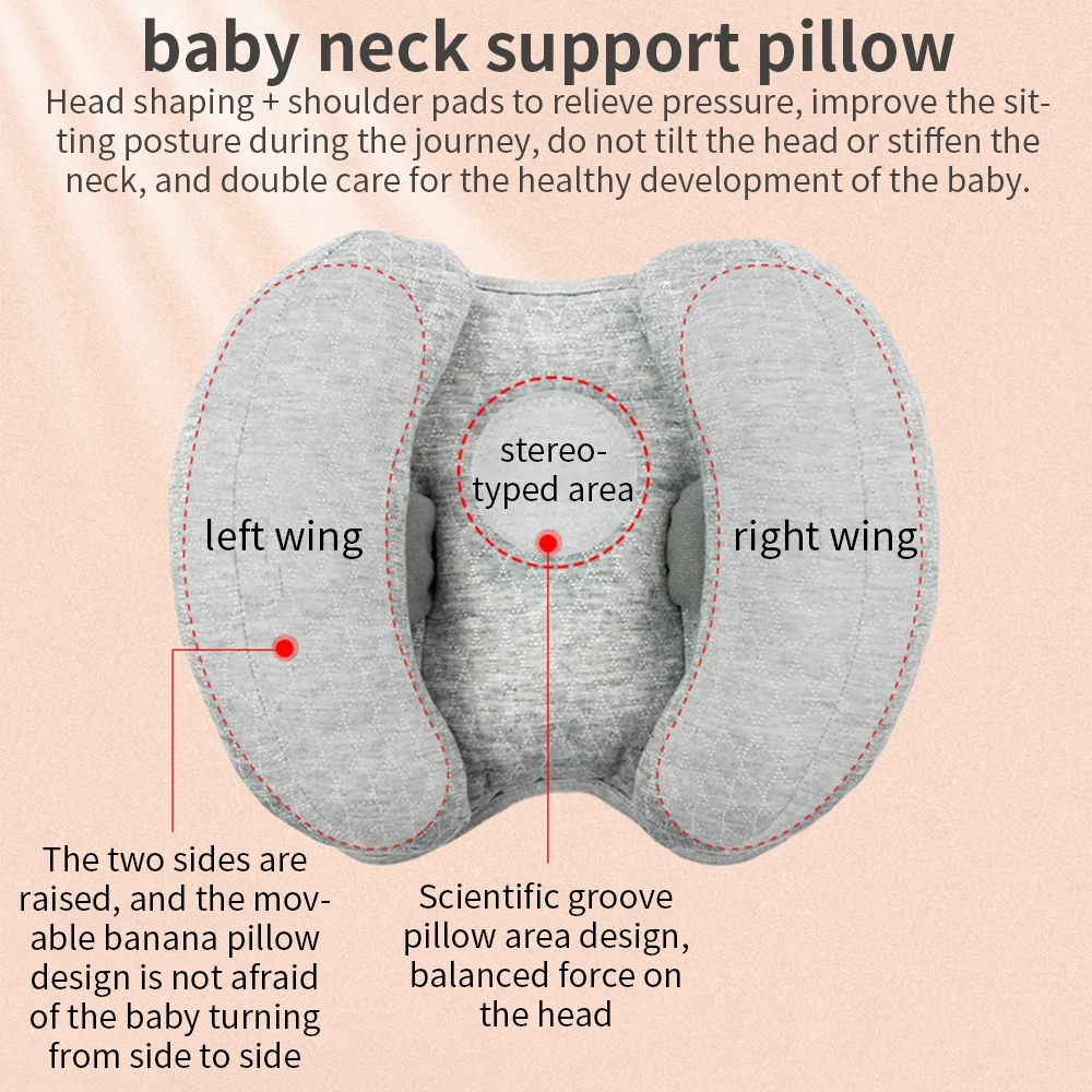 Baby Stroller Pillow Car Seat Head Fixed Neck Pillows Bend Shape Sleeping Protection Headrest Cushion Infant Anti-head Mat 2