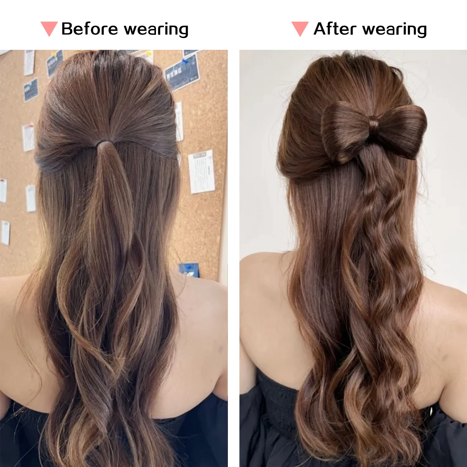 Bowknot Hair Bun 합성 블랙 브라운 블론드 클램프 클립 Bowknot 포니테일 헤어 익스텐션 우아하고 자연스러운 헤어 액세서리