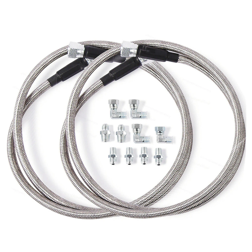 Ss Braided Transmission Cooler Hose Lines Fit For Th350 700R4 Th400 52" Length