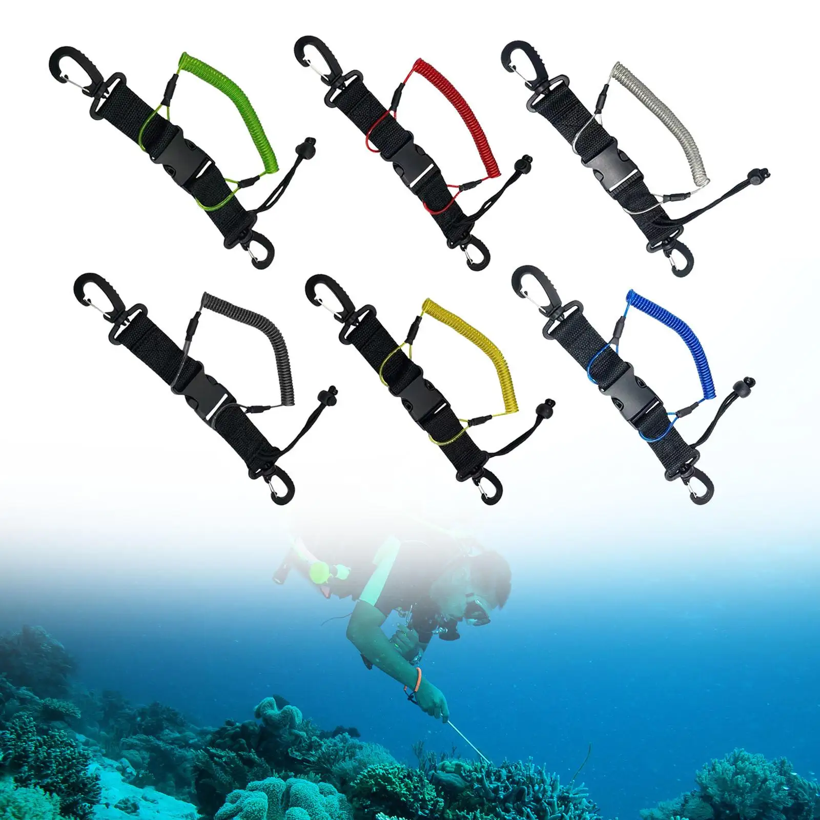 Diving Lanyard Quick Release Buckle Wrist Lanyard Camera Lanyard for Underwater Diving Snorkeling Under Water Sports Tools