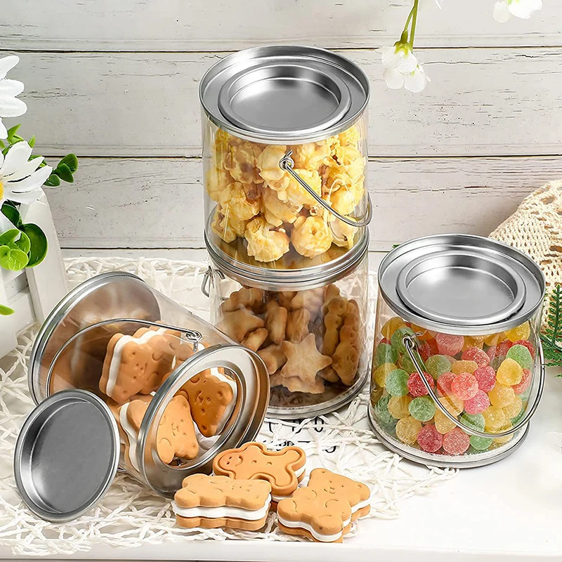 DIY 투명 페인트 캔 투명 페인트 용기, 뚜껑 포함, 파티 용품, 파티 호의 캔, 파티 장, 1 개