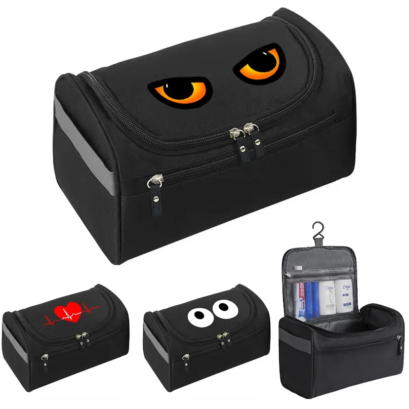 Travel Cosmetic Bag Zipper Functional Hanging Makeup Case Men Necessaries Organizer Storage Pouch Chest Pattern Wash Bag