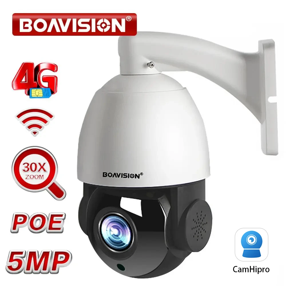 Cámara exterior 4K 8MP, Tarjeta Sim 4G/WIFI/POE, seguimiento humanoide,  Zoom 30X, domo de velocidad