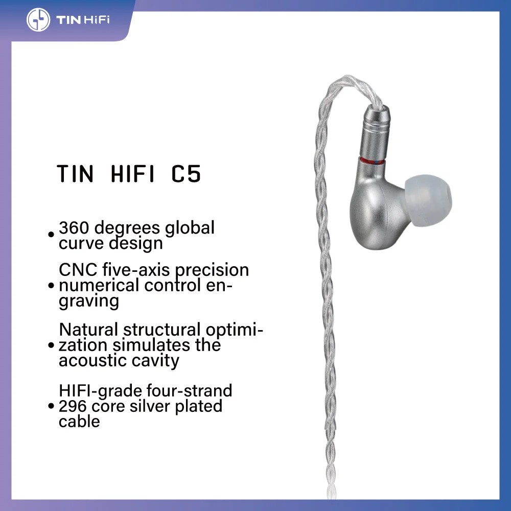 

TINHIFI C5 Earphone HiFi Audiophile IEM Customized Balanced Armature Driver Headphones Monitors Detachable 0.78mm 2Pin Headsets