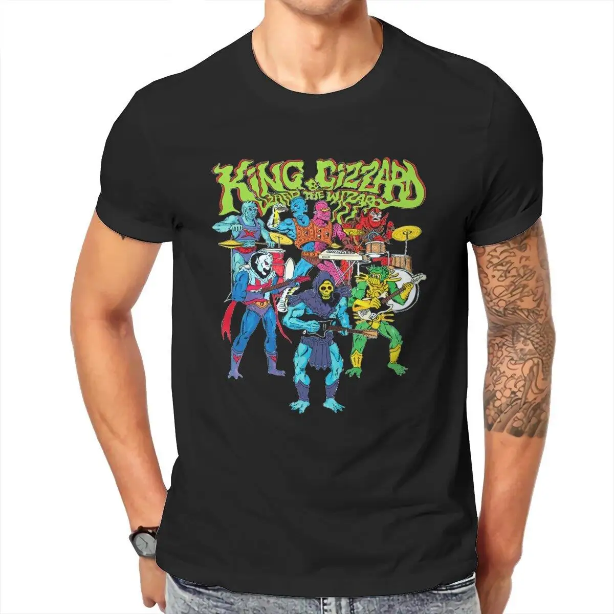 

Men's T-Shirt King Merch Fun Cotton Tee Shirt Short Sleeve He Man Manga T Shirts Round Collar Clothing Gift Idea