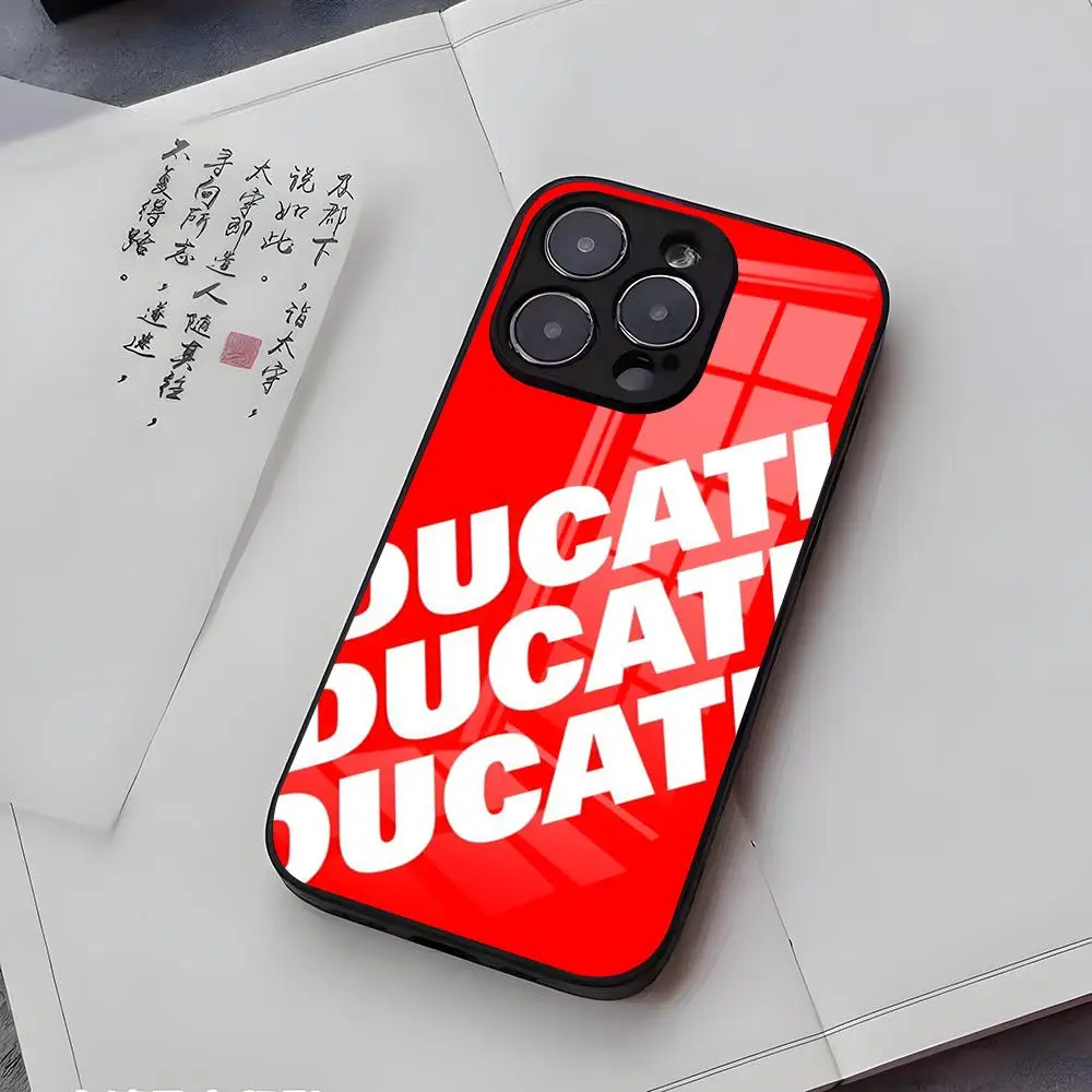 Elegant Black Glass Motorcycle Logo Phone Case