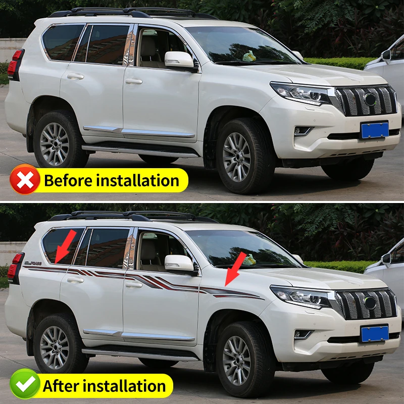 Autocollants Garniture Volant Toyota Land Cruiser Prado LC150 (2010-2018) - 2 Pièces Argenté, ABS, Facile à Coller - 3