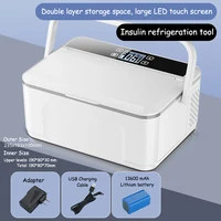 Boîte de réfrigération portable à double compartiment pour insuline, pour voiture, maison et voyage, petit réfrigérateur médical rechargeable, outil de refroidissement 1