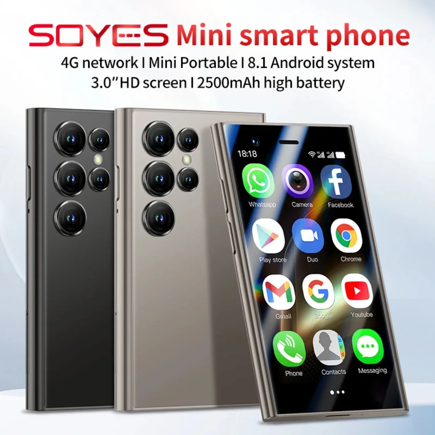 SOYES S24 Pro Max 4G Mini Smartphone Android 8.1 Dual SIM Standby 3 inch HD 2GB+16GB 2500mAh Chargers From Various Countries