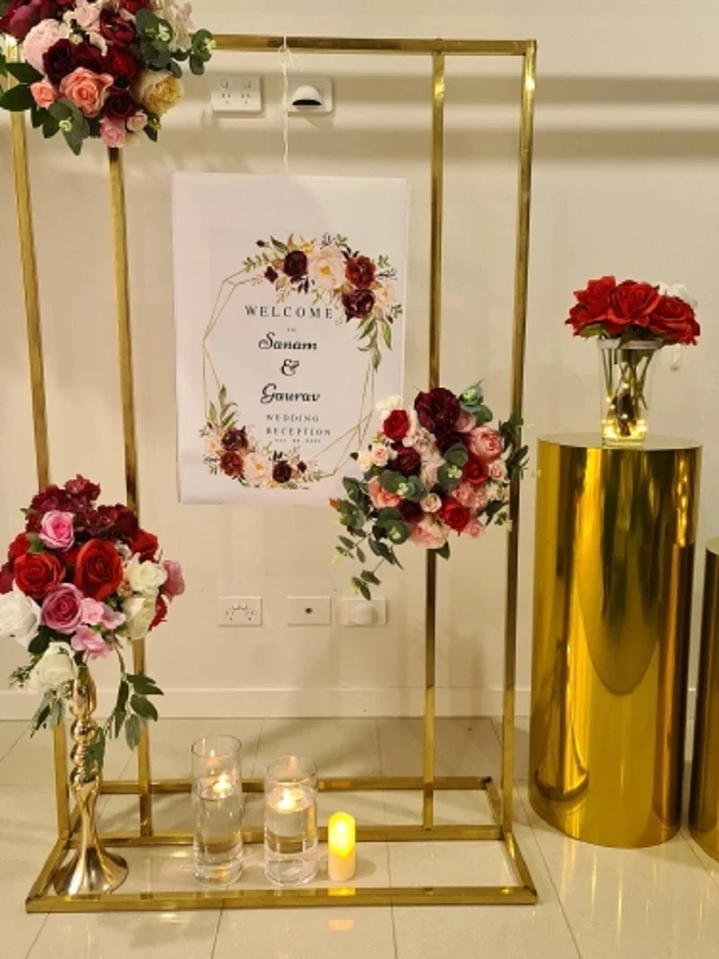 Wedding Arch Square Backdrop balloon Stand Background Shiny Metal Gold Plating Outdoor Artificial Flower Door Shelf Frame wedding arch stand party arch set wedding arch set balloon arch kit