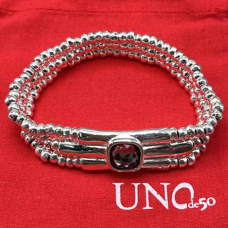 

2023 UNOde50 Spanish New Bestselling High Quality Gemstone Three Row Luxury Women's Bracelet Romantic Jewelry Gift Pack
