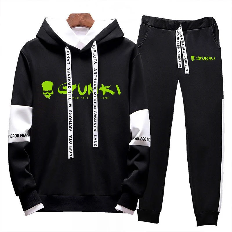 2024 Newest Gunki Men Tracksuit Two Piece Sets Man Hooded Sweatshirts Pullover Autumn Jogging Suit Men Hoodies Men Clothing 2