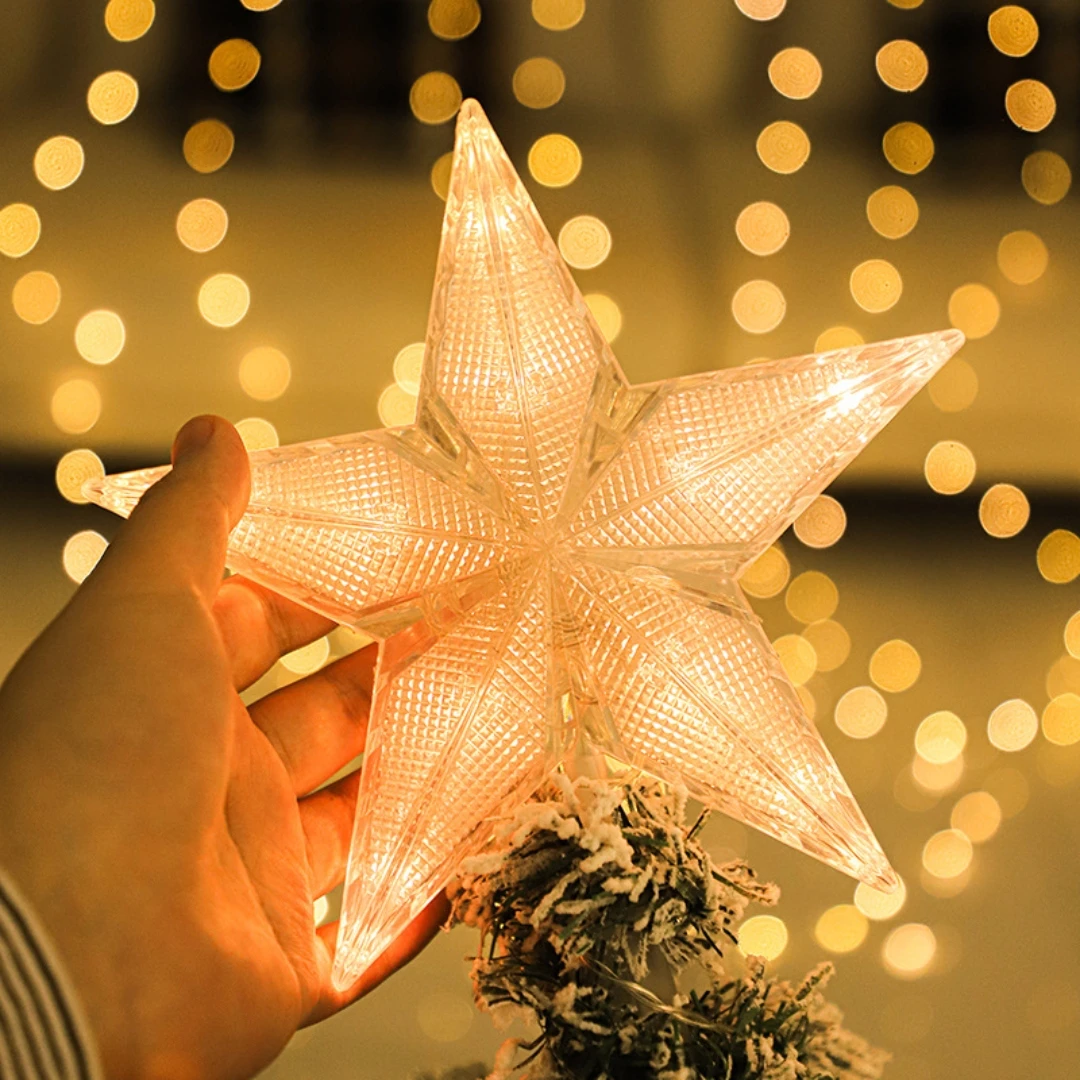Christmas Tree Top Light – Battery Tree Topper, Crystal Lighted Tree Topper