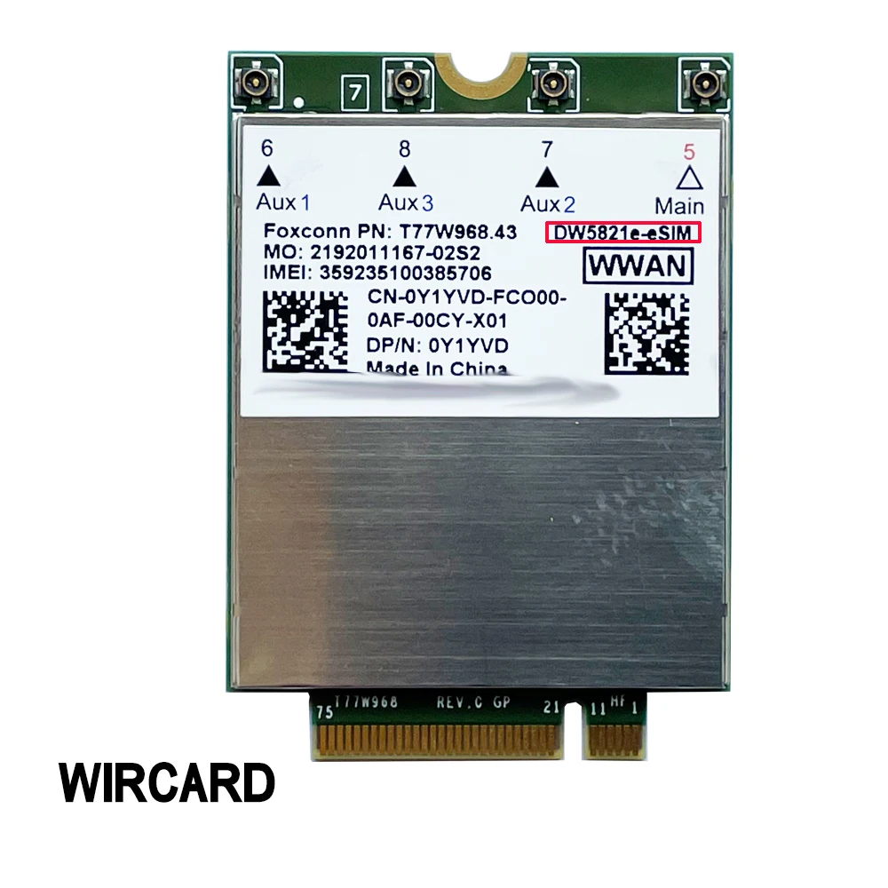 Módulo do Portátil 4g para Dell T77w968 Dw5821esim X20 Lte Cat16 1gbps Fdd-lte Tdd-lte 5420 5424 7424 7400 7210 Laptop - Imagem 2