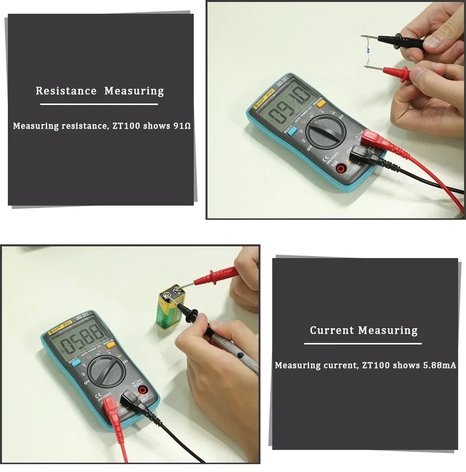 BSIDE Digital Multimeter ZT301 True-RMS DC/DA Voltmeter Ammeter multimeter Professional DMM Resistance Ohm Cap Temp Tester Meter