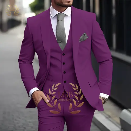 Men's Khaki 3-Piece Suit Classic Peak Lapel Business Formal Wedding Groom Slim Fit Elegant Gentleman Style Fashion Blazer - Image 7