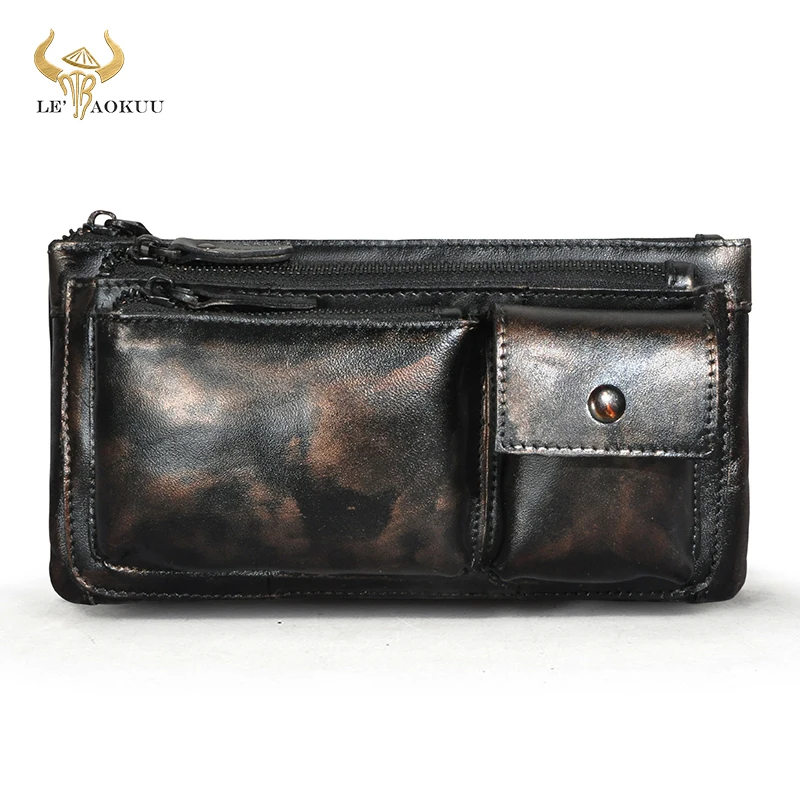 

Coffee New Soft Real Leather Men Travel Fanny Waist Belt Bag Chest Pack Sling Bag Design Phone Cigarette Case Pouch Male 811-29