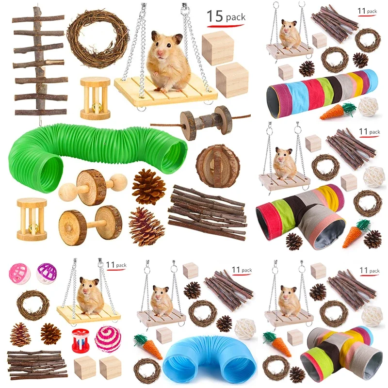 Wooden Small Pet Toy Set – For Hamsters, Rabbits, Guinea Pigs, Parrots & Rats 1