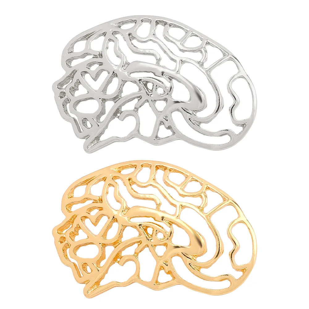 10PCS/Lot Human Organ Brain Shape Stomach Hollow Alloy Brooch Wholesale Bag Collar Accessories