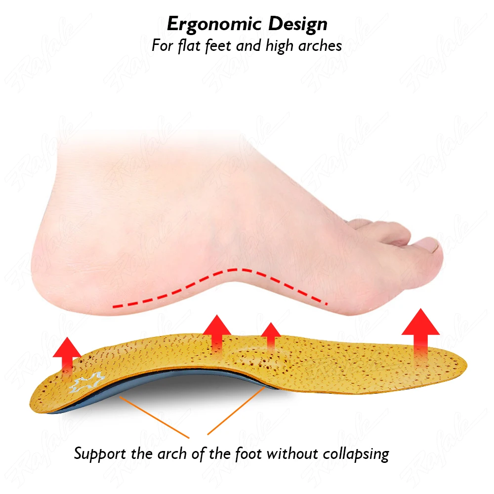 Leather Orthotic Insoles For Flat Feet Arch Support Orthopedic