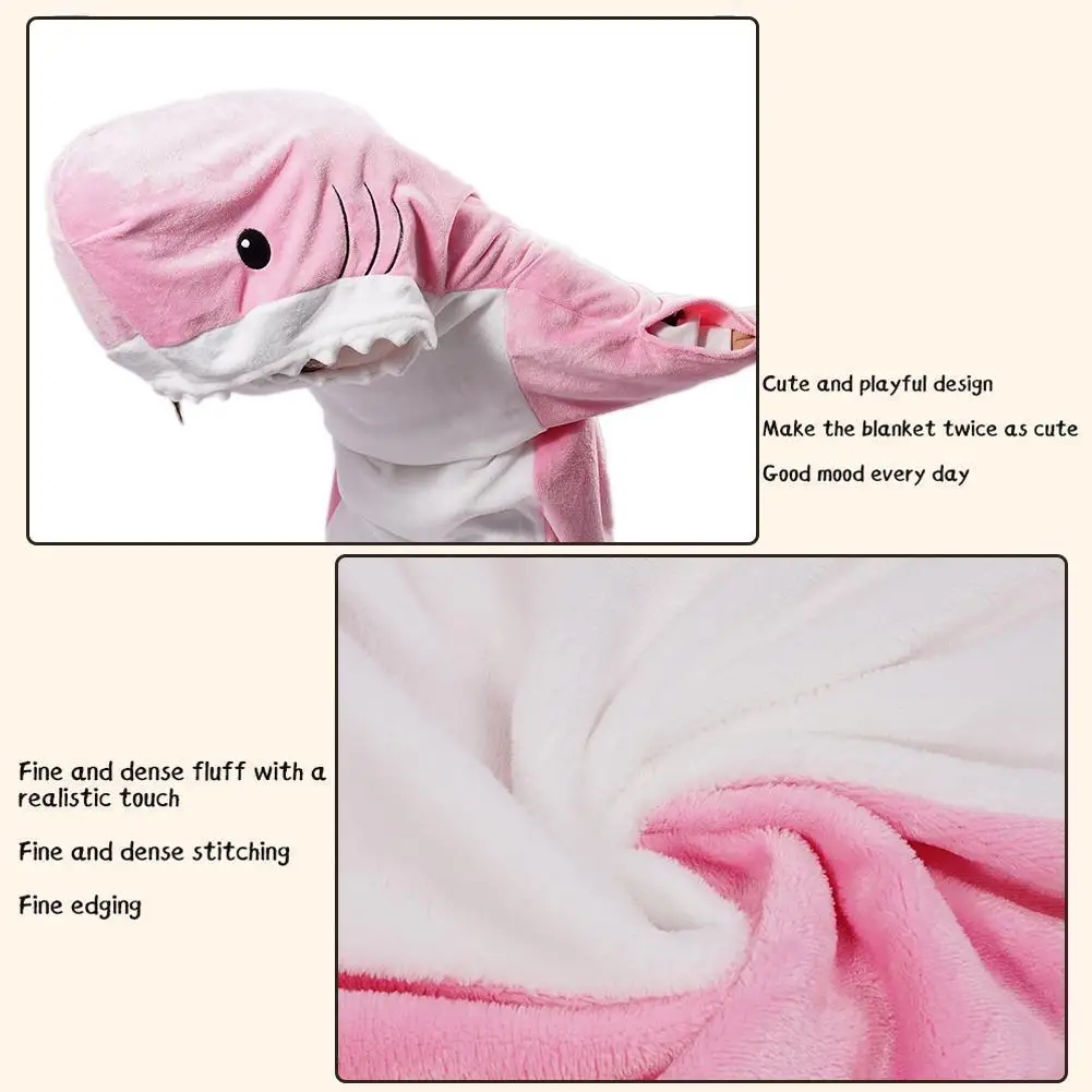 Pink Cartoon Whale Shark Sleeping Bag with Hand Hole