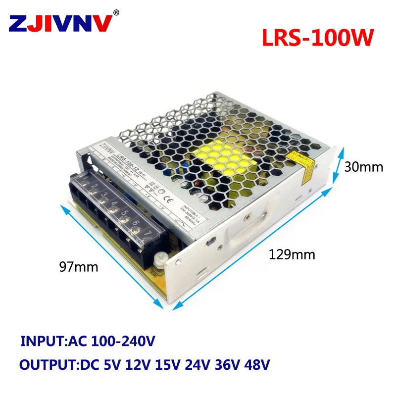 ZJIVNV LRS-100-12 /24 ,12 В 100 А LRS-100-24 24 В постоянного тока А источник питания с одним выходом Вт smps