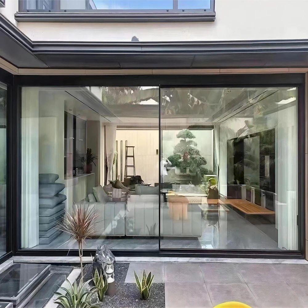 Sixinalu Pivot Casement Entrance Folding Sliding Door Glass Interior Entry 2/3 Panel Doors with Aluminum Frame Home Decor