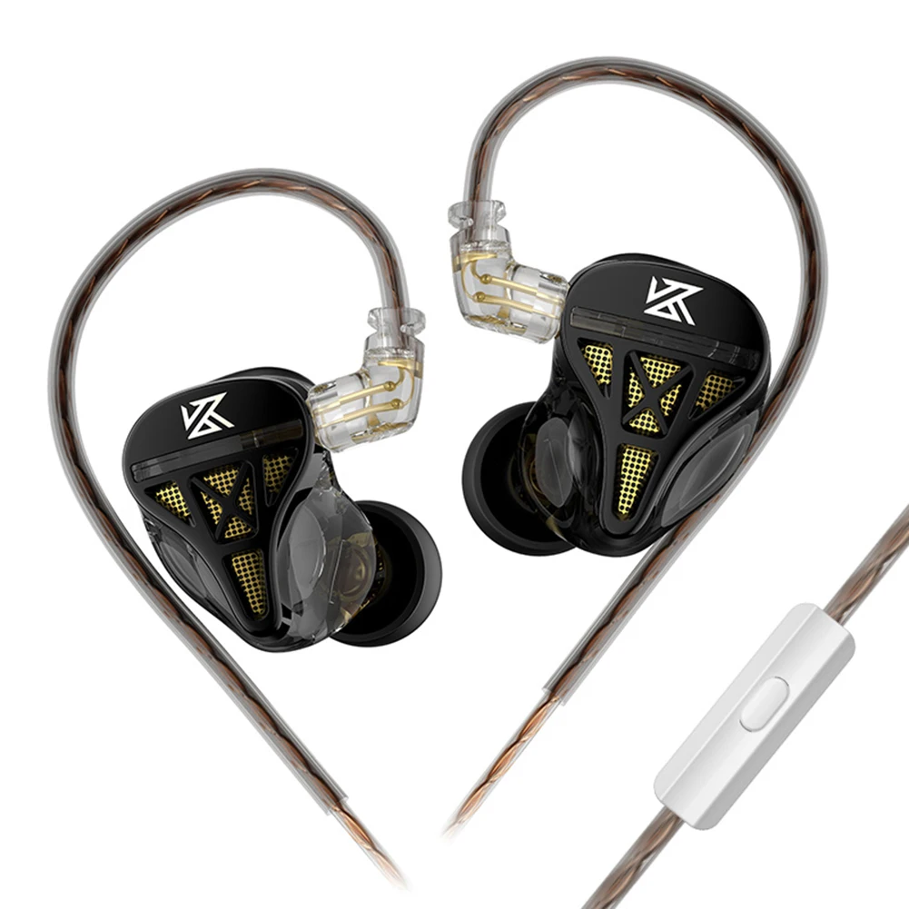 KZ-DQS 인이어 유선 이어폰, 3.5mm 플러그, 전문 하이파이 헤드셋, 노이즈 캔슬링 베이스 이어버드, 스포츠 게임 음악용
