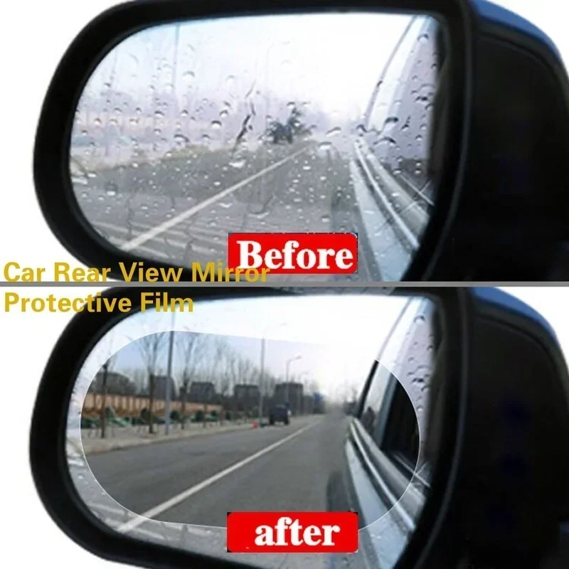 2Pc Car Rearview Mirror Rainproof Film Side Window High-definition Water Repellent Film Reverse Mirror Full Screen Anti Fog Nano