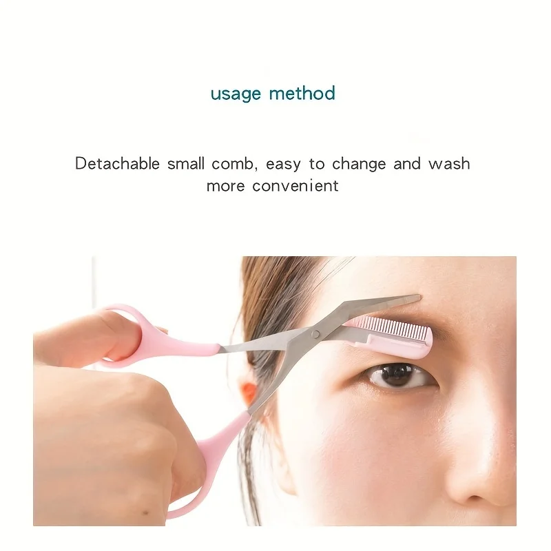 Stainless Steel Eyebrow Trimming Scissors With Comb, Safe Eyebrow Trimming Makeup Tool, Precise Creation Of Perfect Eyebrow Shap 4