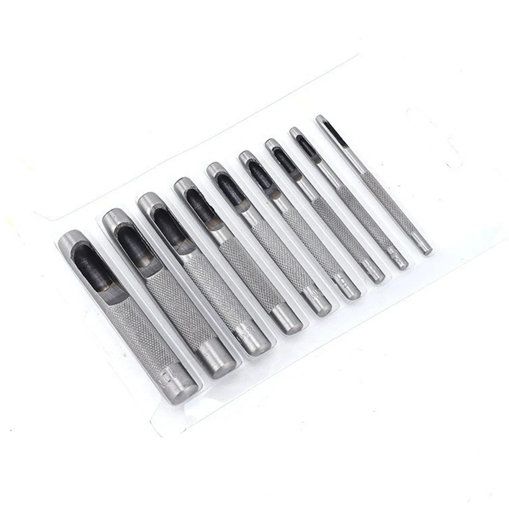 10pcs Round Hole Punches Leather Hole Punching Tools Leather Hollow Drilling Puncher Kit 1-10mm Steel Hollow Punches Cutter Set - 4