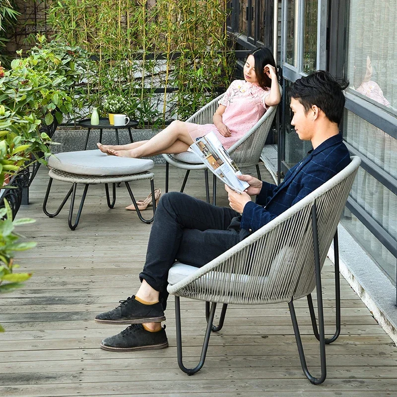 Outdoor Garden Chairs Balcony Small Table and Chair Set Lazy Sofa Chair Modern Courtyard Homestay Single Garden Furniture