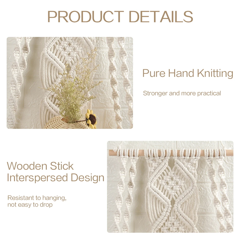 Macrame Wall Hanging Wood Shelf