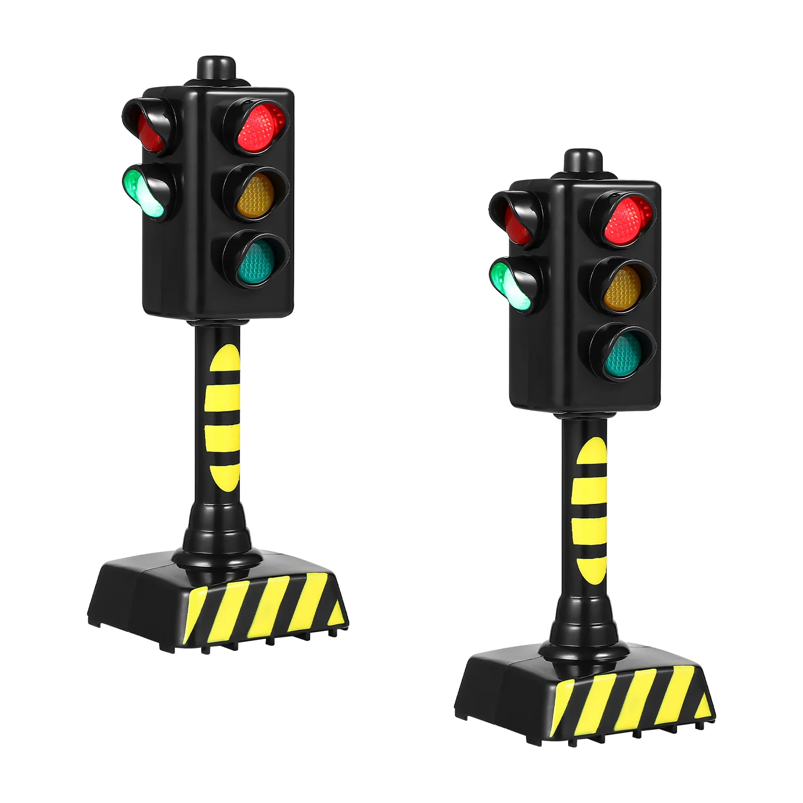 2pcs Mini Traffic Signal Light Toy Model Simulation Road Sign Scene LED Kid Traffic Safe Education Learning Toy Car Accessories traffic light toy