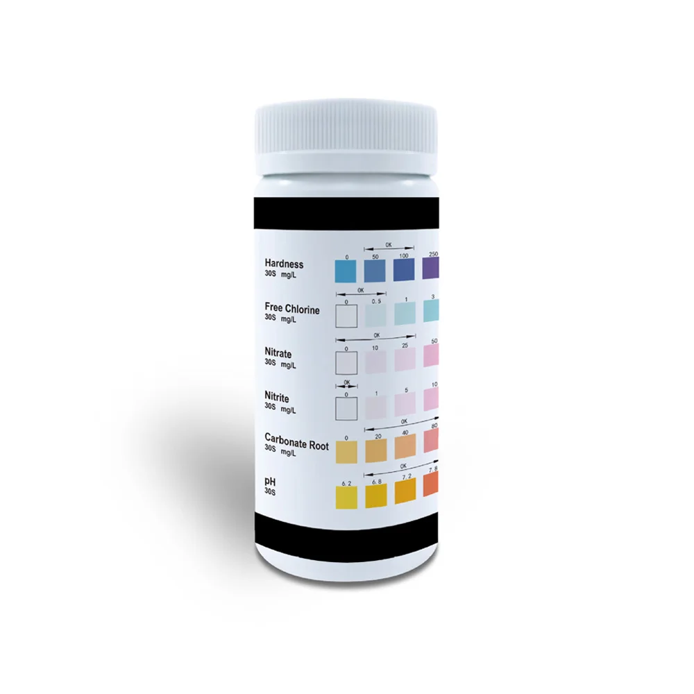 50 Strips Professional Water Testing Kit 6-in-1 Chlorine Nitrate Nitrite pH Hardness Test Strips for Swimming Pool Aquarium Care