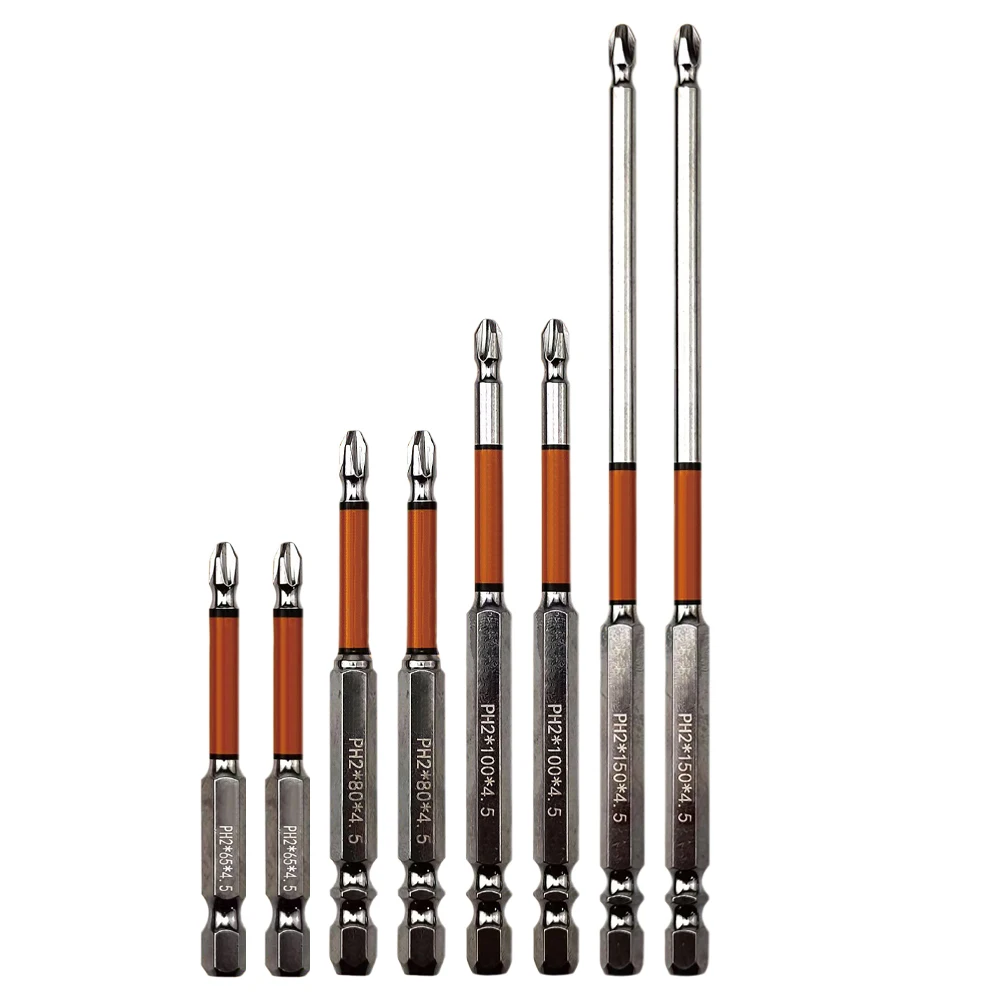 

2pcs HRC 62 Degree Magnetic Cross Screwdriver Bits PH2 Multipurpose Impact Drill Bits Impact Batch Repair Tool Set 65-150mm