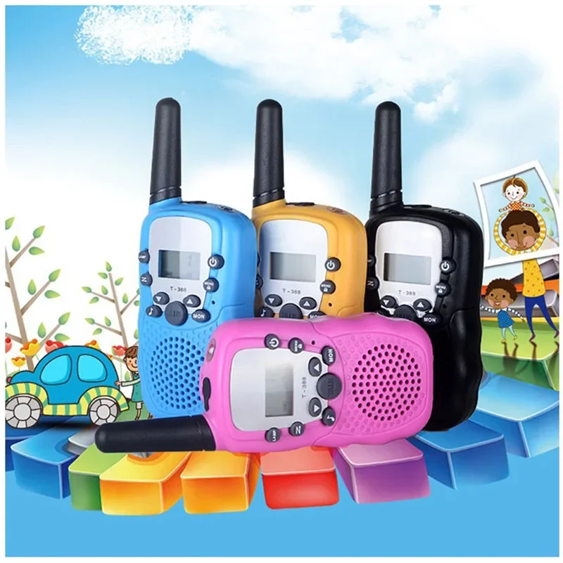 A Pair T388 Wireless Kids Walkie Talkie Portable Handheld Radio 0.5W UHF 462-467MHz 22CH Long Range Two Way Radio for Children