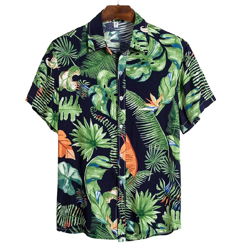 mens short sleeve hawaiian casual floral shirts