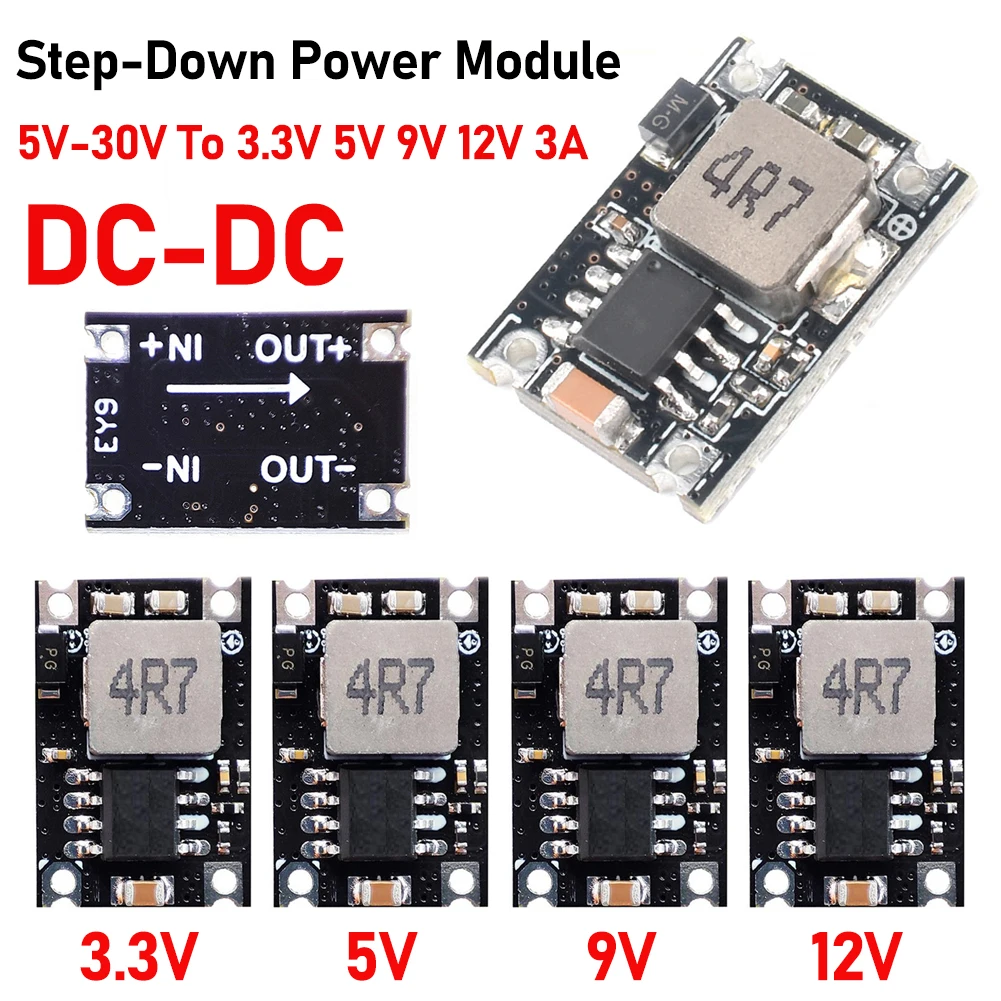 Buck Converter DC-DC Adjustable 5V-30V To 3.3V 5V 9V 12V 3A for Car Motorcycle Battery Charging