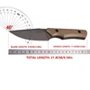 CIVIVI M2 Spare fixed blade knife with Kydex sheath belt clip, tan G10 handle (7.8 cm satin D2) 6