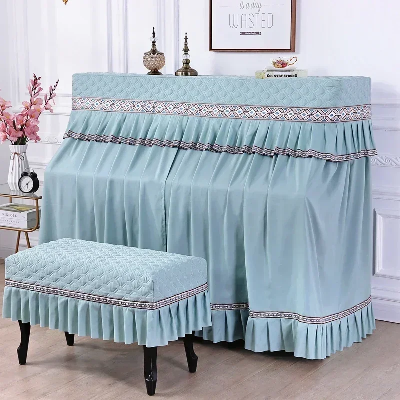 Household Dustproof Piano Cover Full Package Thickened Split Piano Case Simple Rural Cotton Fabric Velvet Bench Covers