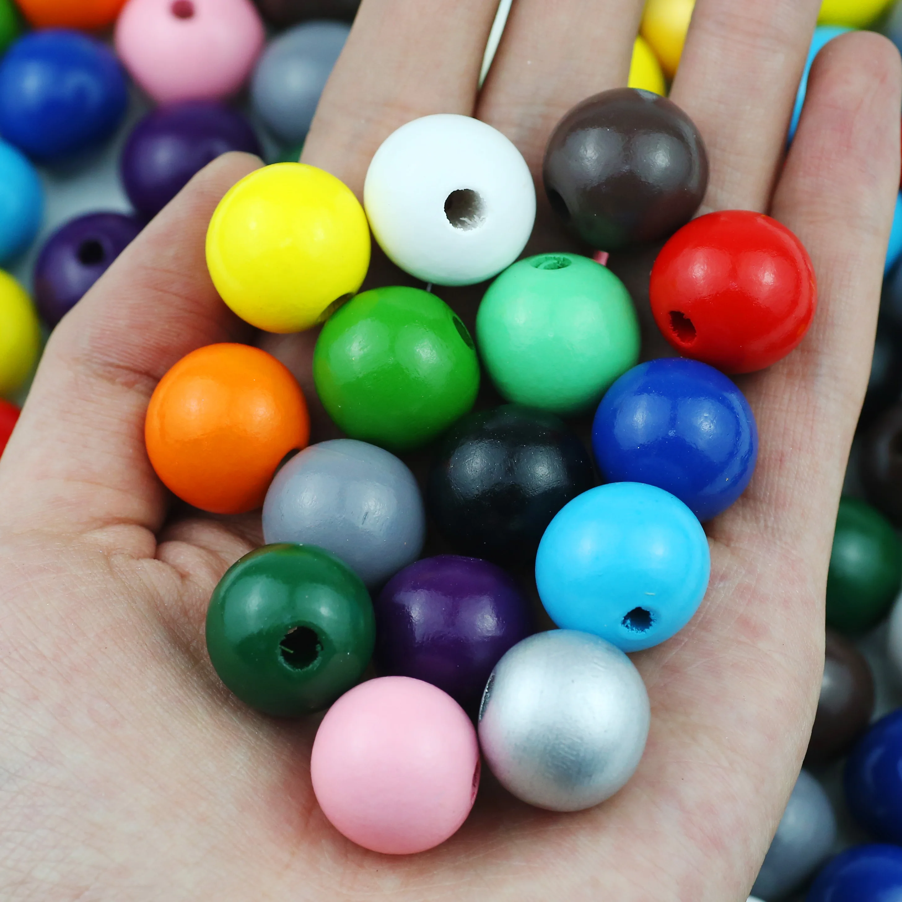 Vibrant 20mm Round Wooden Beads for Handmade Jewelry and DIY Crafts