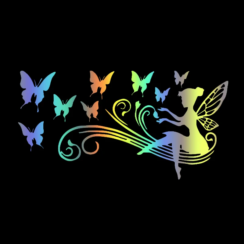 V1616# Funny Fairy Butterfly Flower Car Sticker Automobiles Motorcycles Exterior Accessories Vinyl Decals Pegatinas Para Coche