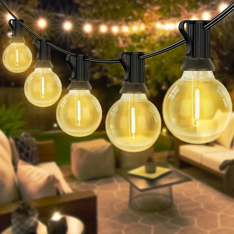 G40 LED Outdoor Light String, Equipped With 32/27 Bulbs, Warm White