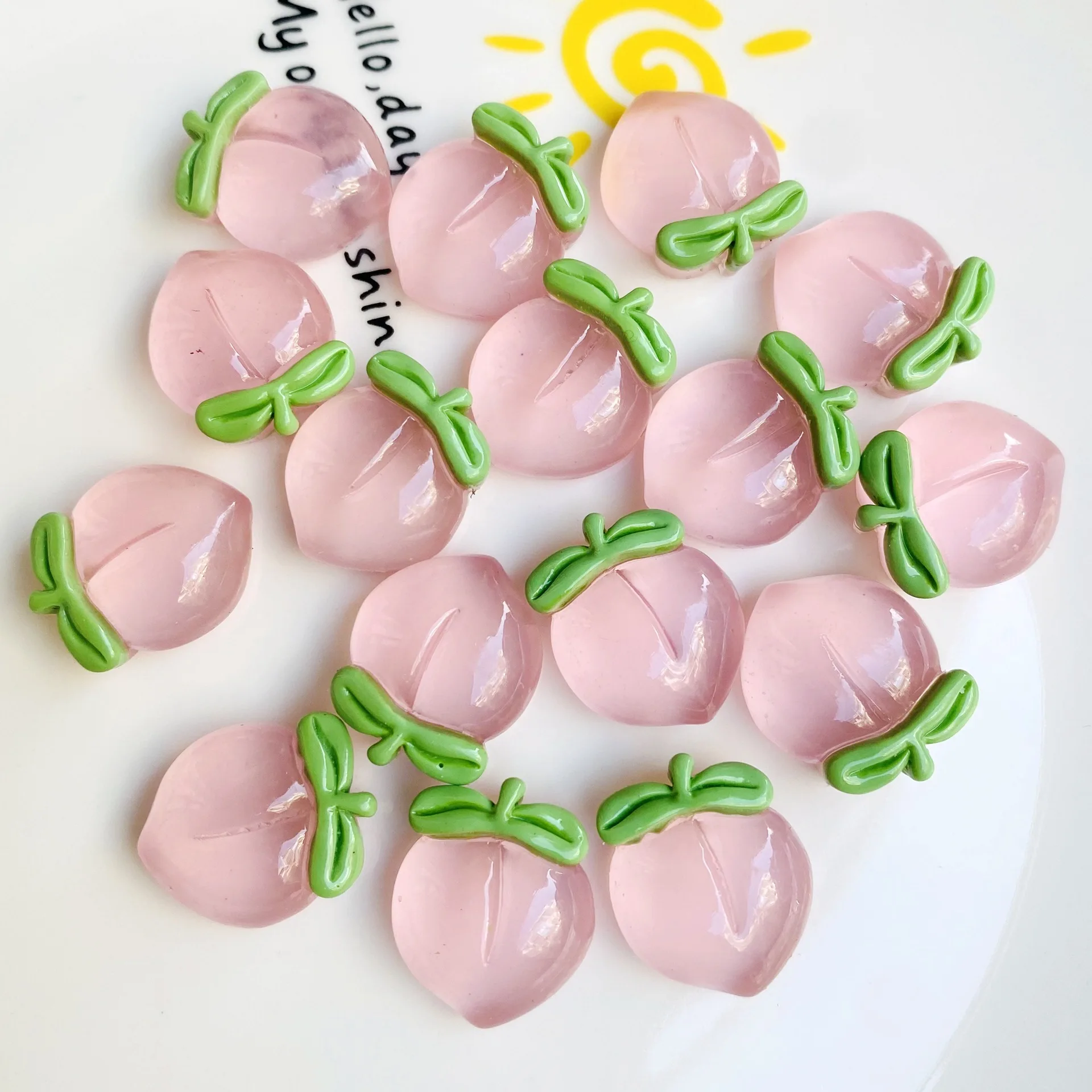 

200pcs Sweet Pink Resin Transparent Peach Flat Back Cabochon 17*20MM DIY Cell Phone Decor Scrapbook Handcraft Embellishment