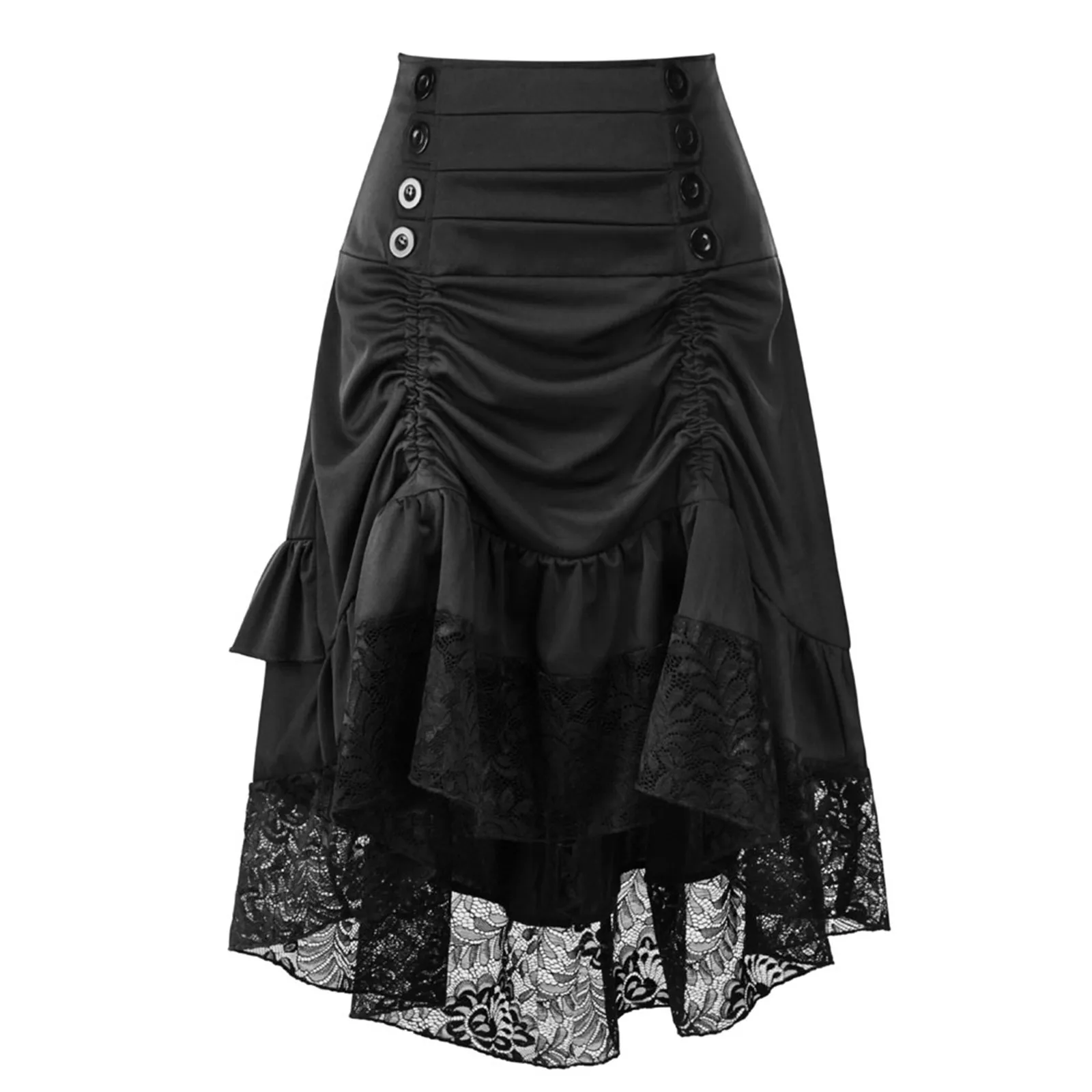 

2024 Gothic Party Skirts Women Summer Sexy Drawstring Lace Patchwork Skirt Female Autumn Fashion Streetwear faldas para mujeres